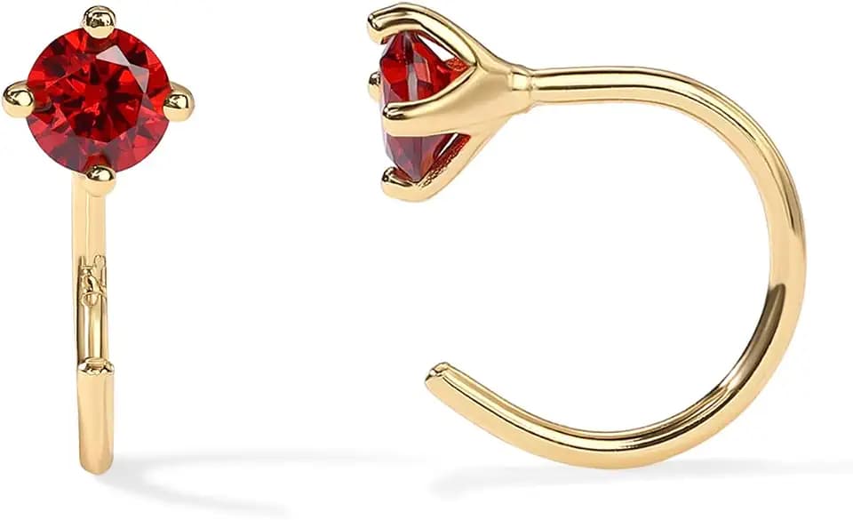 PAVOI 14K Gold Huggie Half Hoop Earrings for Women, Colorful CZ Earring