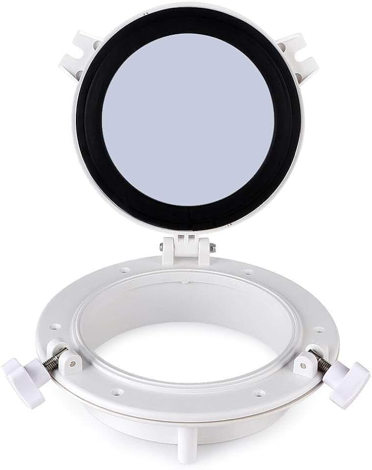 Rundes Bullauge 215mm für Yacht und Wohnmobil, ABS Material, Weiß, mit 4mm gehärtetem Glas, 316 Edelstahl Zubehör