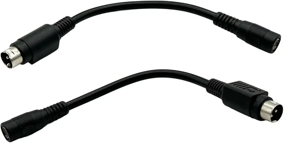 2pcs 3 Pin Mini Din Male to DC 5.5mm x 2.1 mm Female Connector DC Power Extension Adapter Cable for Continuously Power Devices DVD LCD TV PC Barcode Printer Stage Lighting, Black