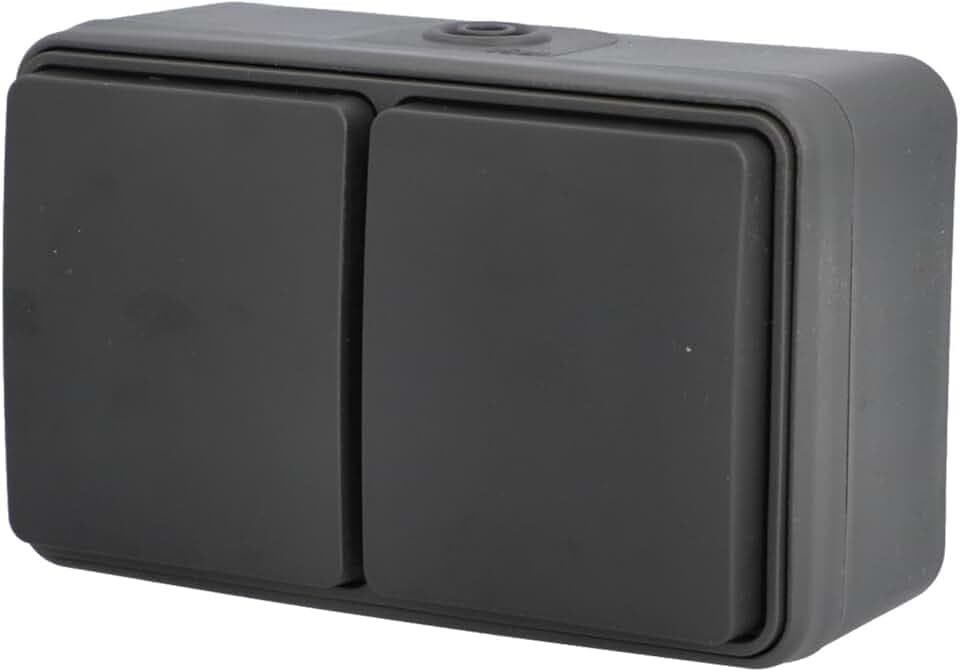 Unitec Steckdose 2-fach AP/FR Aqua, Aufputz, feuchtraumtauglich, IP54, für Innen- & Außenbereich, anthrazit, 1 Stück