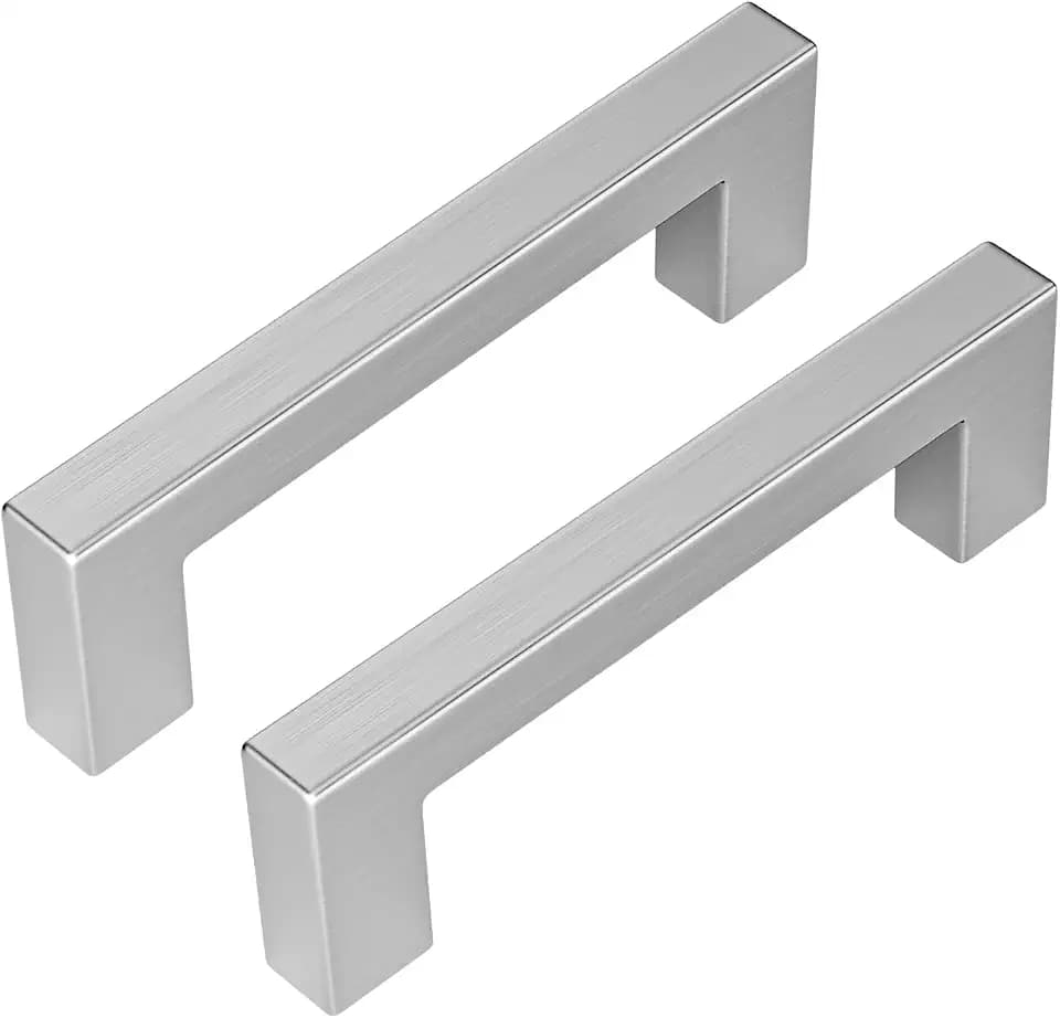 Goldenwarm 5x Möbelgriff Stangengriff Edelstahl Gebürstet Schrankgriffe Schubladengriffe Küchenschrank Rohrbreite 12mmx12mm Bohrlochabstand 96mm Gesamtlänge 108mm