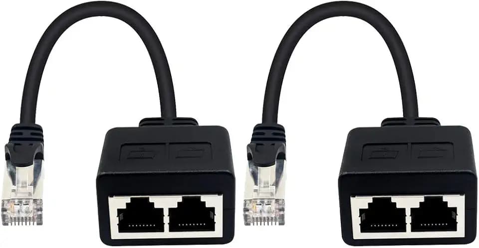 Duttek LAN Splitter 1 auf 2, RJ45 1 männlich zu 2 weiblich Adapter für Ethernet CAT 5/CAT 6 LAN Ethernet Splitter Kabel Extender Netzwerk Adapter Stecker (2 Pack)