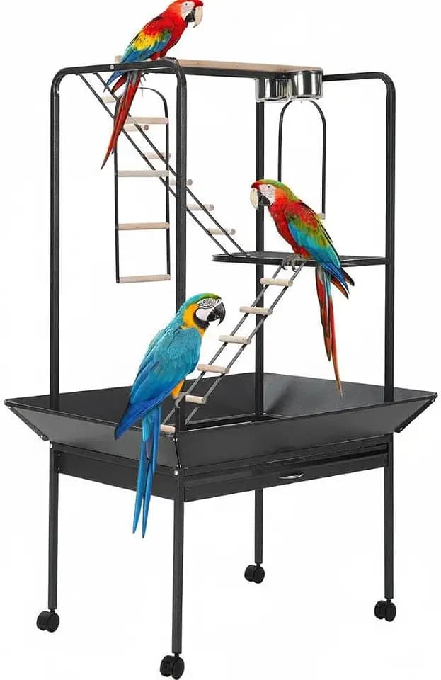 Garvee 64'' H Inch Birdcage Stand Play Center with Perches and Ladders