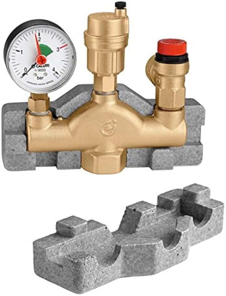 Caleffi 302631 Kesselsicherheitsgruppe bis 50kW Sicherheitsgruppe Anschlußgruppe mit Isolierung für Heizungsanlage Heizung