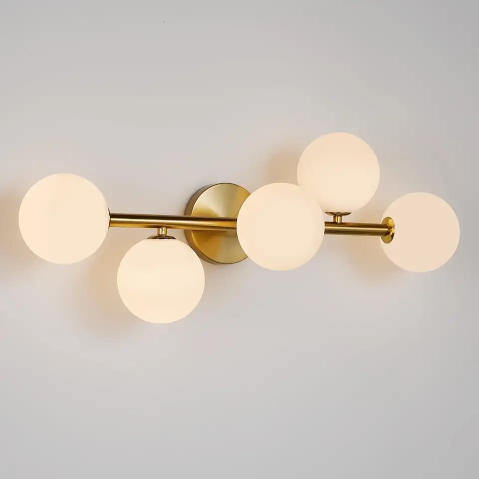 Gold Bathroom Vanity Light Fixtures,5 Lights Mid Century Modern Wall Sconce