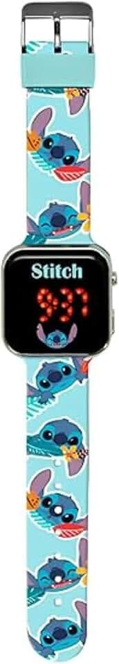 Kids Euroswan Stitch Digitale LED-Uhr mit Kalender und Uhrzeit, 18 x 7,5 x 3 cm, Verschiedene Modelle, Stitch, Mediano, Stitch LED-Uhr