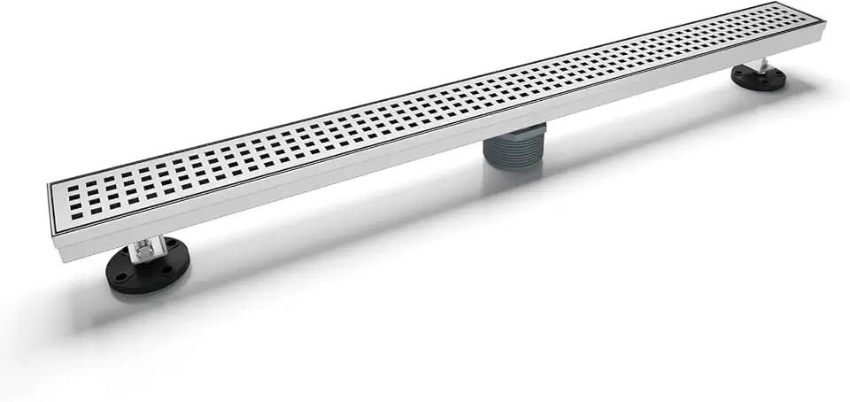 36 Inch Linear Shower Drain, Brushed 304 Stainless Steel, CUPC Certified Rectangle Floor Drain with Removable Grate and Leveling Feet