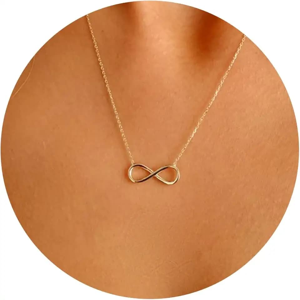 LLWOM Gold Necklace for Women-14k Gold Plated Infinity Necklace Star Of David Necklace Evil Eye Cross Pendants Heart Dainty Gold Necklace For Women