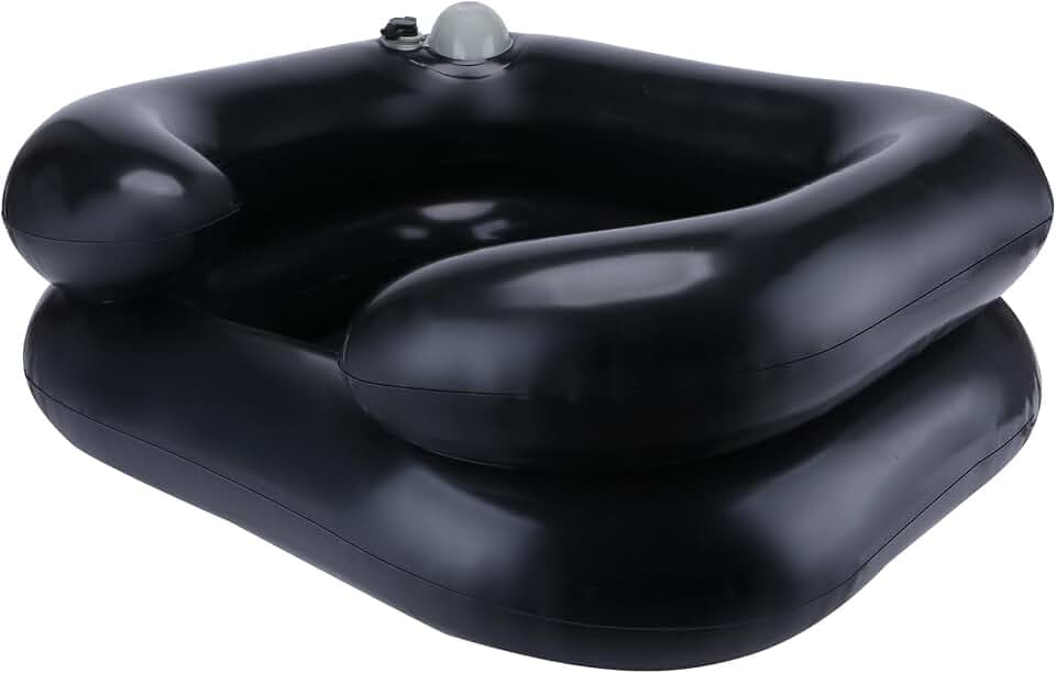 Upgraded Inflatable Hair Washing Basin with Built-in Manual Pressure Inflation, Portable Shampoo Bowl Sink for Hair Washing Station & Elderly, Disabled, Bedridden