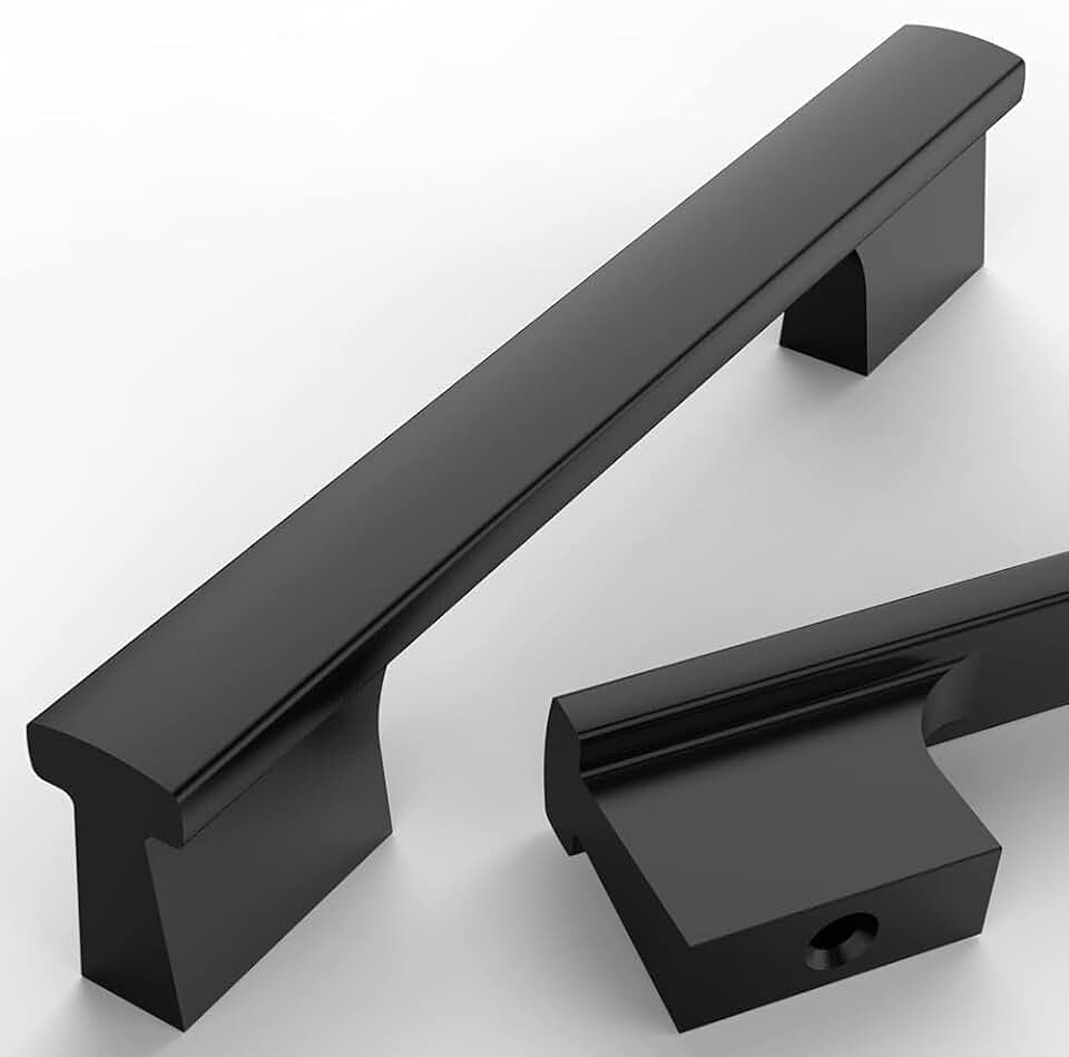 Amerdeco 10 Stück Möbelgriffe Schwarz, 96mm Lochabstand, Aluminiumlegierung Schubladengriffe & Schrankgriffe für Küchenschränke & Kleiderschränke UK0048