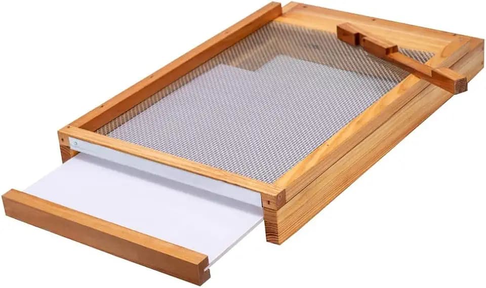 Beehive Screened Bottom Board Dipped in 100% Beeswax,Langstroth 10 Frame Bee Hive Screen Bottom Board with Entrance Reducer for Bee Hive Beekeeping Backyard