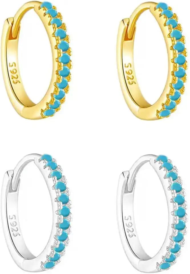 2 Pairs Gold/Silver Hoop Earrings For Women Set Trendy,14K Plated Gold Chunky Huggie Hoop Earings Pack,Oval Twisted Statement Silver Hoops,Fashion Jewelry Gift