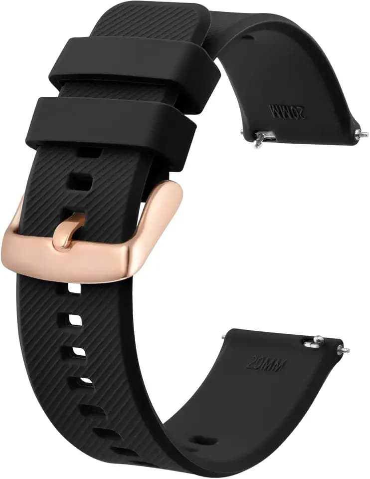 BISONSTRAP Watch Strap 18mm 19mm 20mm 21mm 22mm, Quick Release Silicone Watch Bands for Men Women