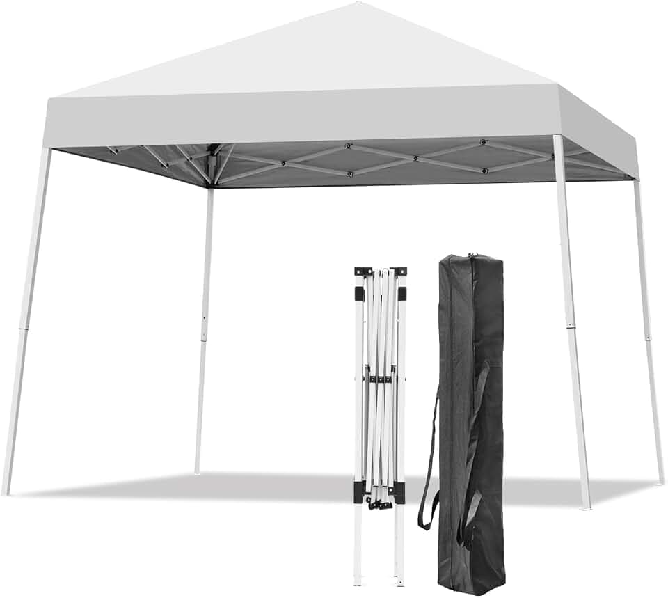 10x10FT Slant Leg Pop Up Canopy Tent, Portable Outdoor Shelter