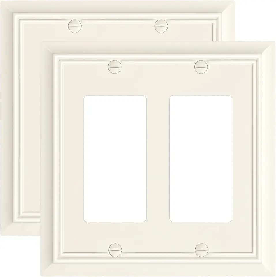 2-Pack Natural Bamboo Fiber Decorative Double Decorator Outlet Cover Plate