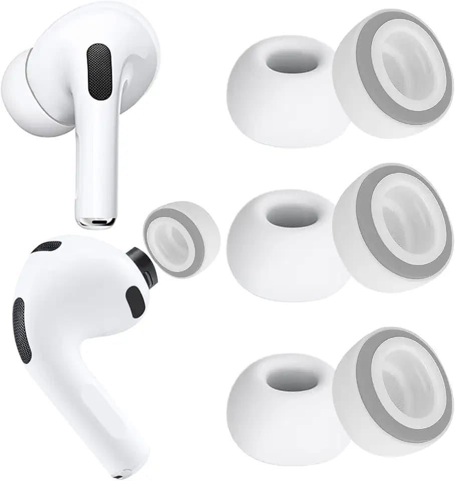 KASOTT 2025 Upgraded for AirPods Pro 3 Memory Foam&Silicone Hybrid Ear Tips, Ultimate Comfort, Anti-Slip Eartips, Superior Noise Isolation, Fits in The Charging Case, 3 Pairs (Grey, Medium)