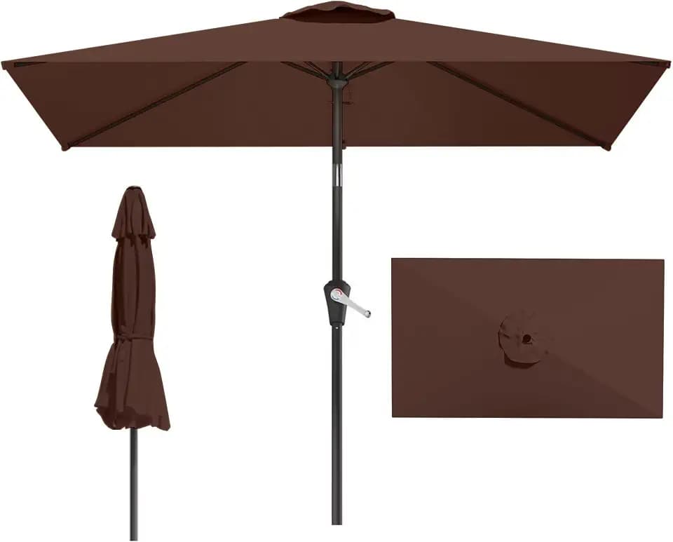 6.5x10FT Patio Umbrella,Outdoor Umbrella with Push Button Tilt and Crank,8 Sturdy Ribs, UV Protection & Waterproof Market Umbrella for Pool,Backyard,Beach,Deck