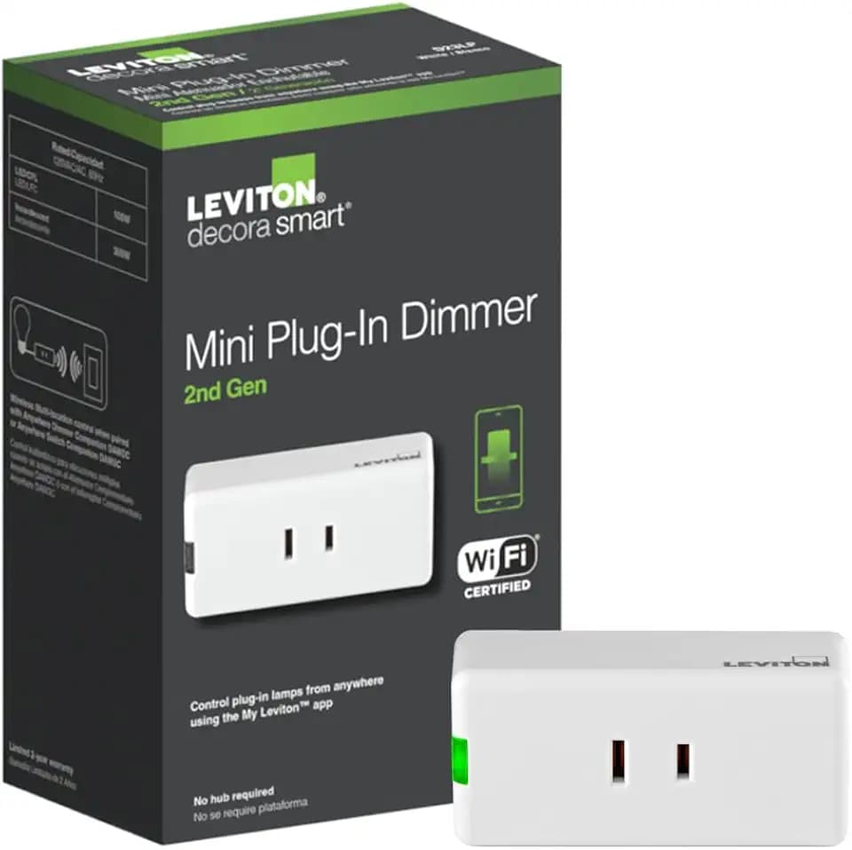 Leviton Decora Smart Dimmer Plug, Wi-Fi 2nd Gen, D23LP-1RW, White