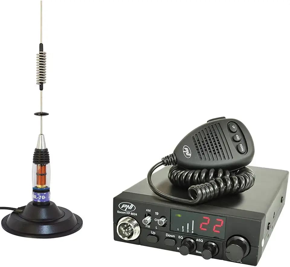 Paket CB PNI Escort HP 8024 ASQ-Funk,12-24 V, 40 Kanäle, 4 W+ CB PNI ML70-Antenne mit Magnet