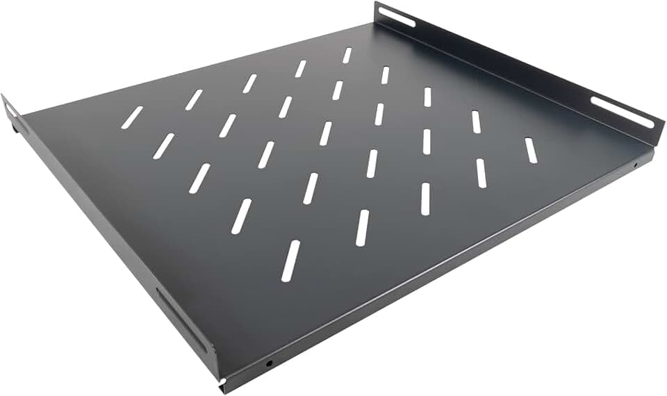Aiten Data Feste Gitterplatte 1U mit 470 mm Breite x 350 mm Tiefe für 19 Zoll Bodenregal mit 600 mm Bodenplatte, Stahl laminiert, Kapazität bis zu 17 Kilo