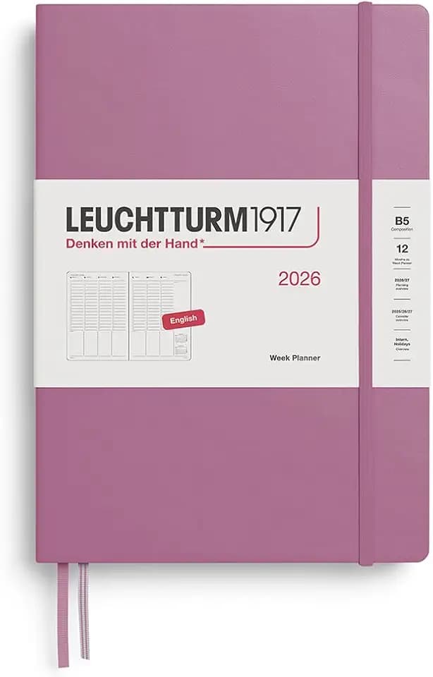 LEUCHTTURM1917 372754 Wochenplaner Composition (B5) 2026, Dusty Rose, Englisch