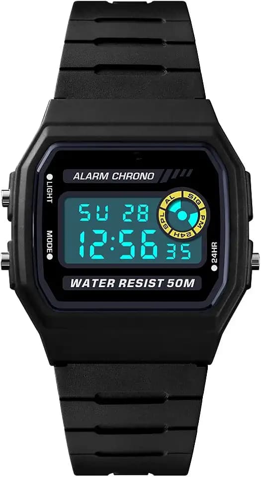 Junge und Mädchen Plastik Lünetten mit Kautschuk Band Uhren 50M Wasserdicht Outdoor Militär Sportuhr LED Elektronik Alarm Stoppuhr Digitaluhr Kinder Damen Uhr