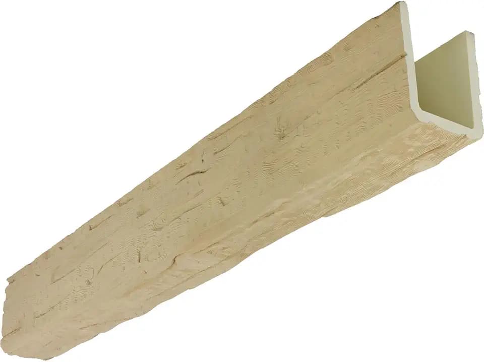 Heritage Timber Salvaged Timber Faux Wood Beam, 3-Sided (U-Beam), 3 1/2"W x 3 1/2"H x 60"L, Primed Tan Finish