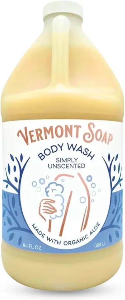 VERMONT SOAP Body Wash, Natural Mild Gel Body Wash, Simply Unscented, 64 oz