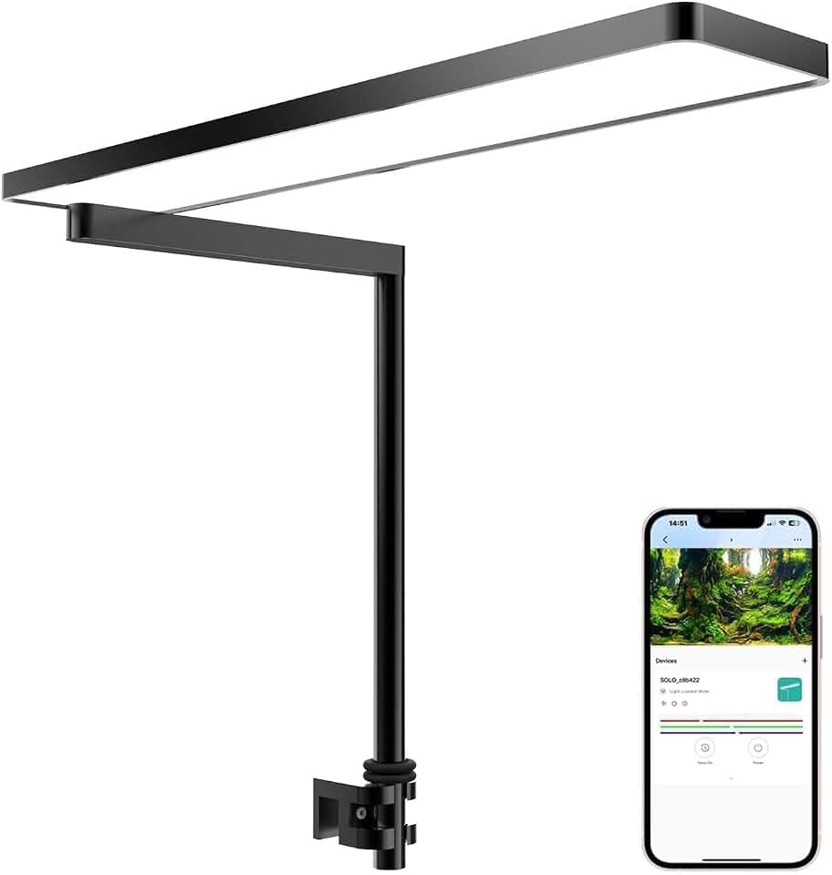 FZONE SOLO Serie Nano Aquarium LED Beleuchtung, Vollspektrum, Dimmbar, App-gesteuert, mit Timer, für Süßwasser- & Pflanzenaquarien