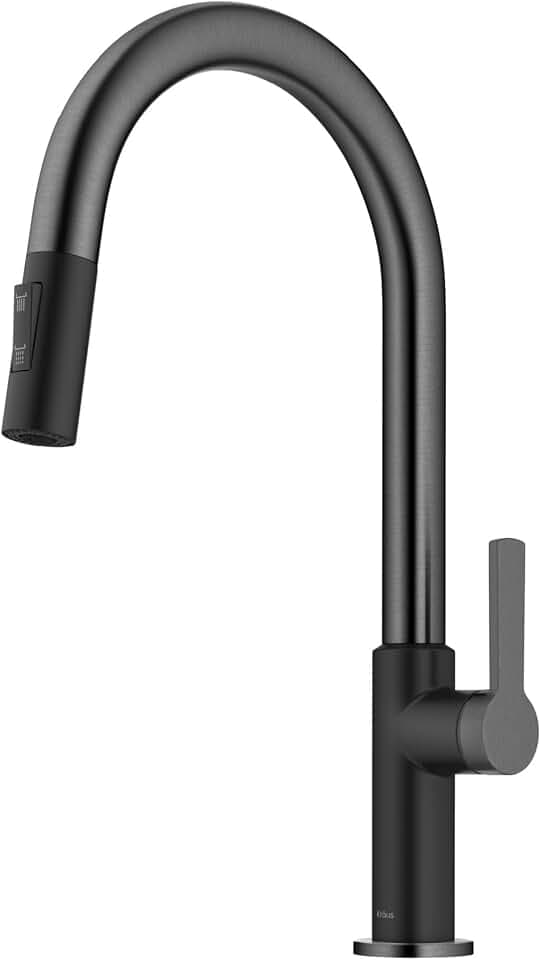 KRAUS Black Stainless Steel Pull Down Kitchen Faucet KPF-2820MBSFSB