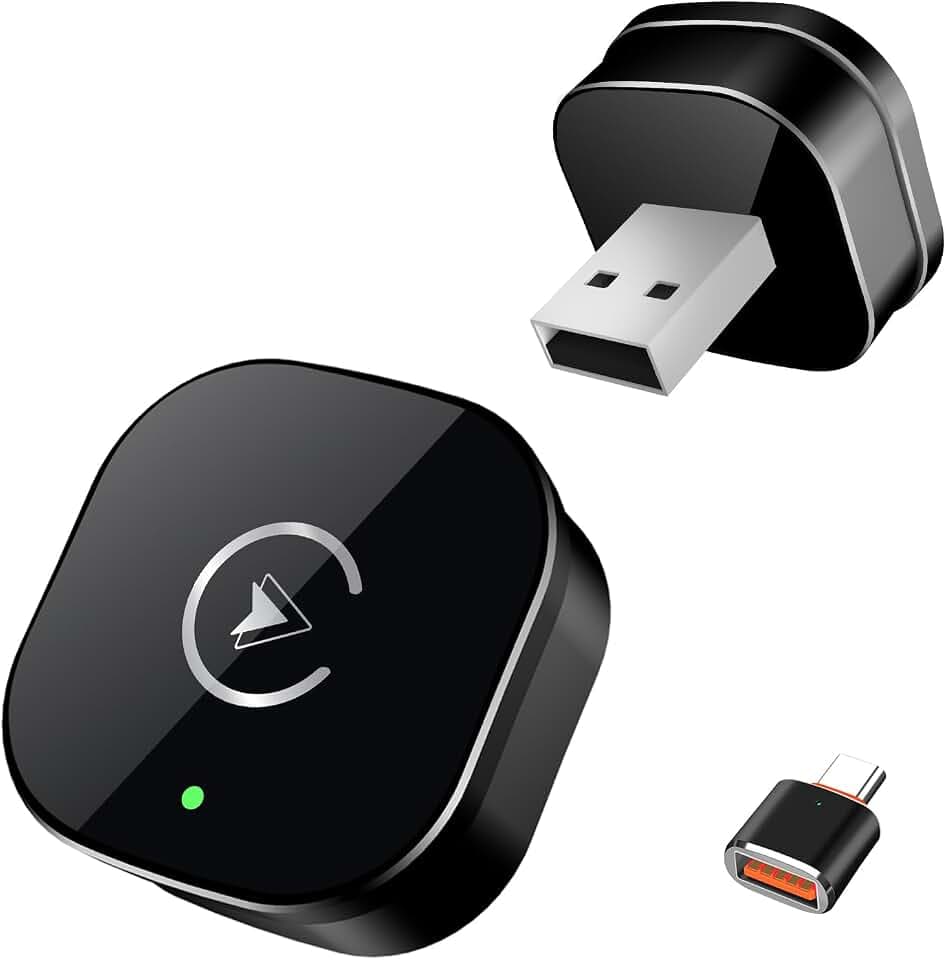 CarPlay Wireless Adapter 2026 Upgrade auf Kabelloses, Plug & Play, USB/Type-C, Mini & Stabiler Car Play Wireless Adapter Kompatibel mit iOS 10+ Wired CarPlay Autos ab 2015
