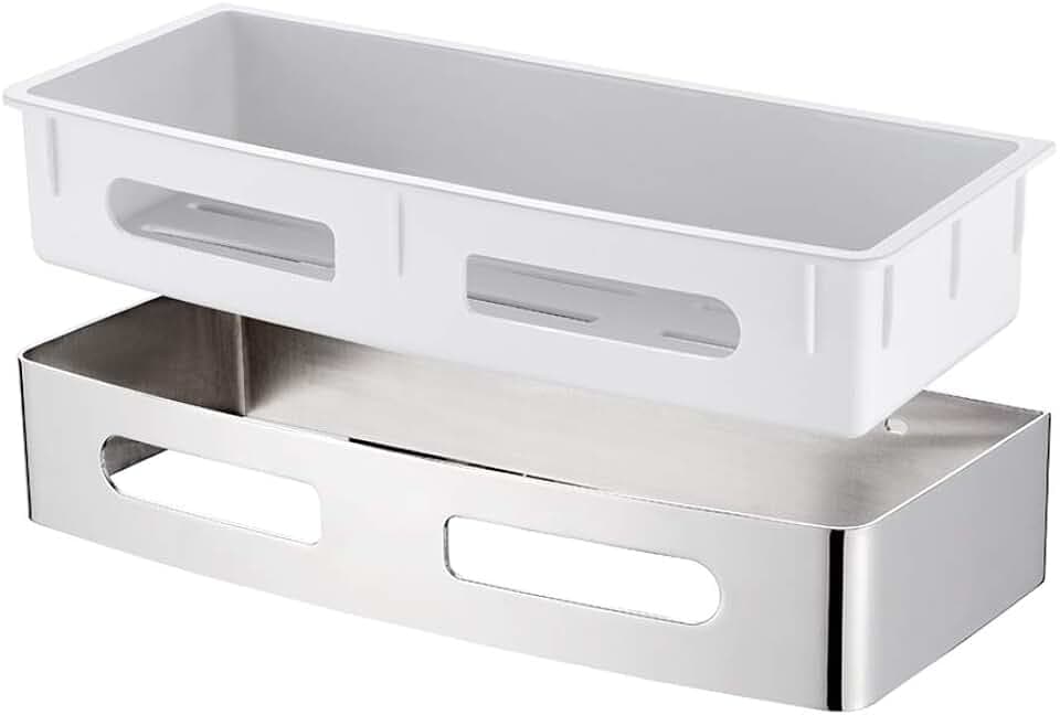 Ibergrif - Selbstklebende Duschablage, Duschregal Ohne Bohren, Edelstahl Duschkorb, Chrom, Silber