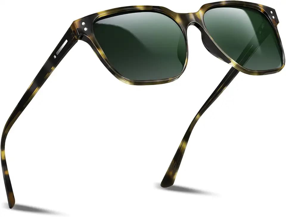 DADA-PRO Polarized Sunglasses Men Women Black Retro Square Mirrored Sun Glasses for Driving Fishing Golf UV Protection Shades