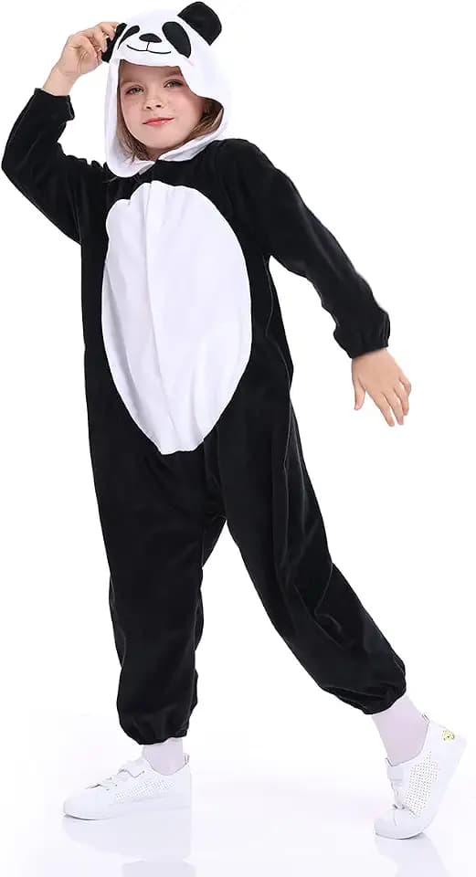 Unisex Animal Costume Kids，Plush Hooded Animals Pajamas Child，Halloween Carnival Animal Kid Jumpsuit Boys & Girls