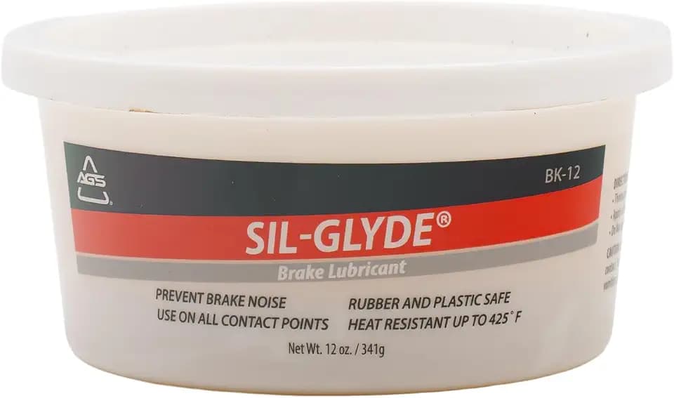 AGS Automotive Solutions SIL-Glyde 12 oz Tub Silicone Based Brake Assembly Lubricant for Eliminating Disc Brake Squeal - Moisture Proof, Heat Resistant, Rust and Corrosion Protector