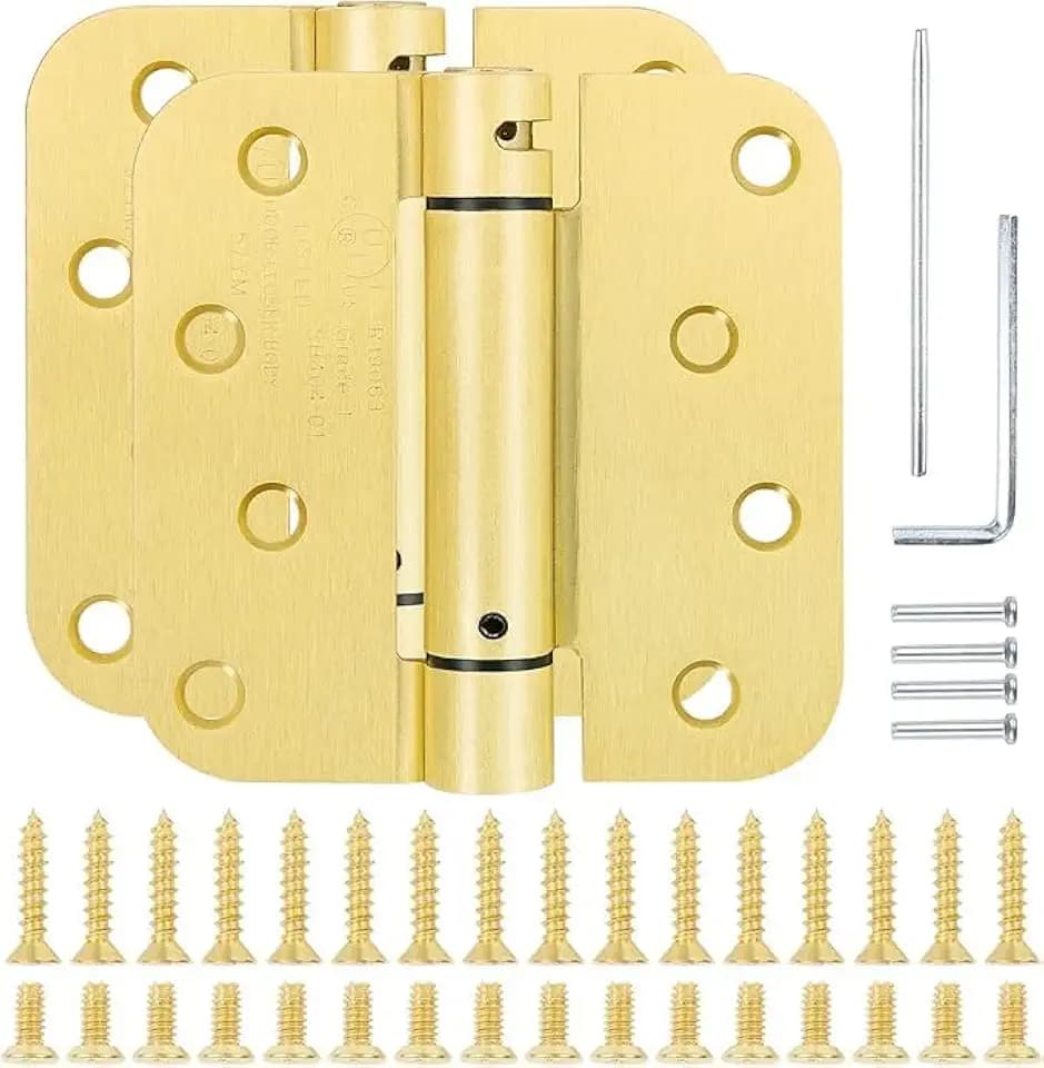 2 Pack Stain Brushed Brass 4 Inch Heavy Duty Hardware Auto/Automatic Door Closer Bedroom Spring Hinge Gate Cabinet House Home Furniture Commercial Silent Hinges