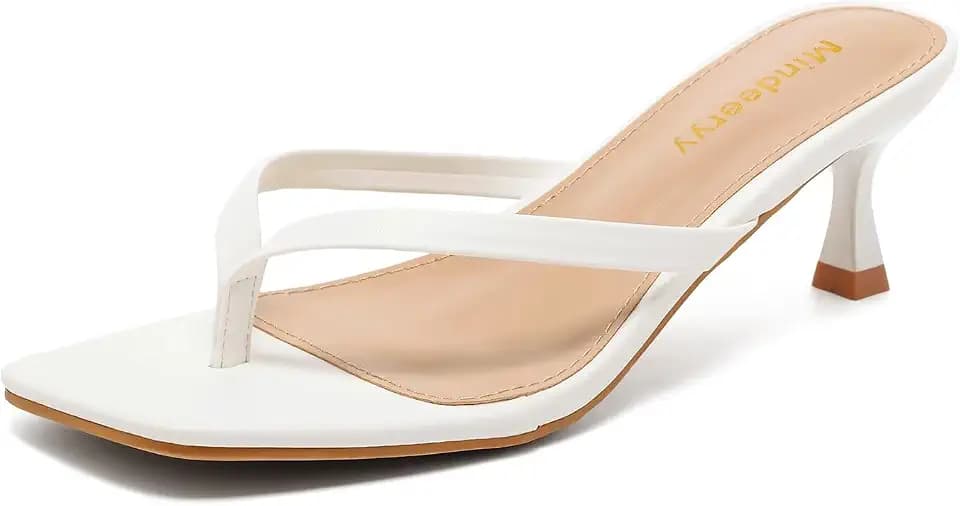 Thong Sandals Kitten Heels Square Toe Flip Flops