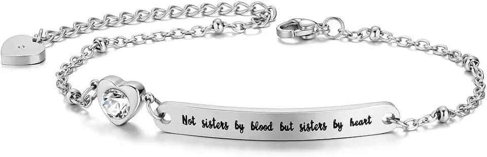 Jovivi Freundschaftsarmband BFF Armband mit Herz Anhänger Edelstahl Armband mit Gravur Freundschaftsgeschenke für Mädchen & Damen Geschenk für die beste Freundin Schwester