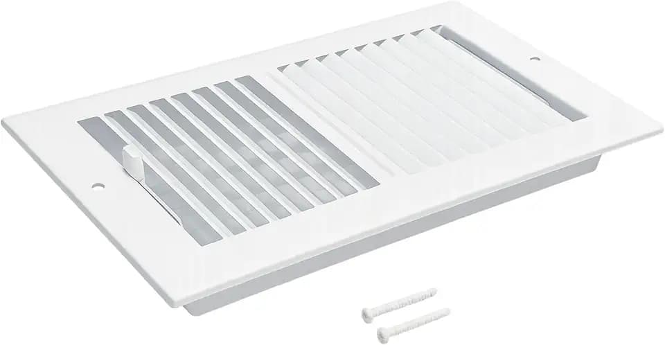 2-Way 12x06 White Ceiling Vent Cover, Steel Air Register