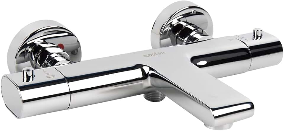 Cofan Badewannenarmatur | Thermostat | Matheson Modell | Hergestellt aus Messing mit einer verchromten Oberfläche und einem ABS-Griff