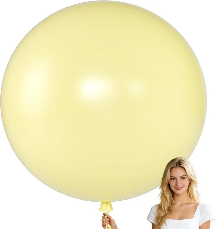 KALOR 36 Inch Giant Pastel Yellow Balloons, 6 Pack Large Round Pastel Yellow Latex Balloons for Anniversary, Birthday, Christmas, Wedding, Baby Shower Party Decorations