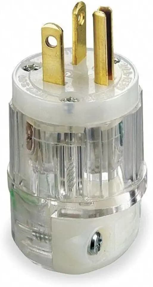 Leviton 20 Amp, 125 Volt, Plug, Straight Blade, Hospital Grade, Grounding, 8315-CT, Transparent