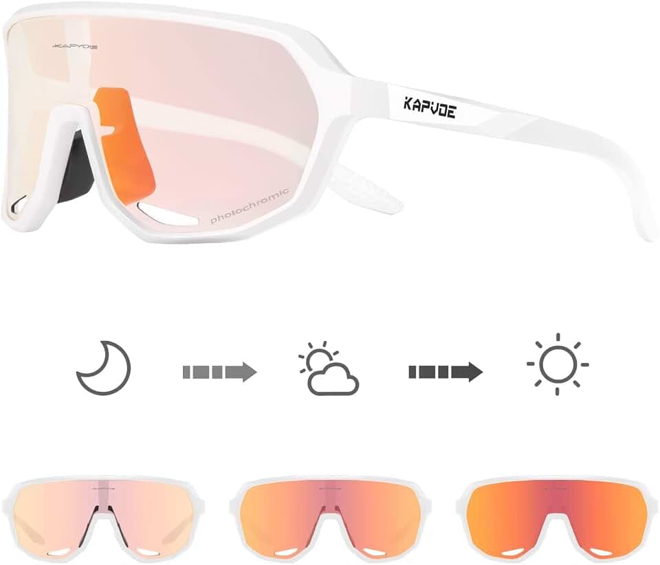 KAPVOE Selbsttönende Fahrradbrille UV400 TR90 Herren Damen K63