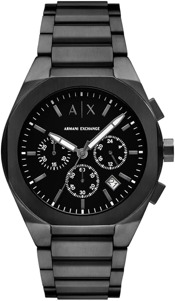 Armani Exchange Herrenuhr, Quarz-Chronographenwerk und 42 mm Gehäusegröße mit Edelstahlarmband