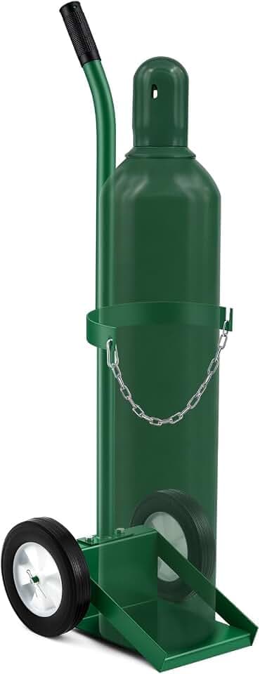 DaisyInner Single Cylinder Welding Cart Large Capacity Oxygen Tank Dolly Welding Gas Cylinder Hand Truck 8" x 10" Base 41" High with Solids Rubber 8" Tires