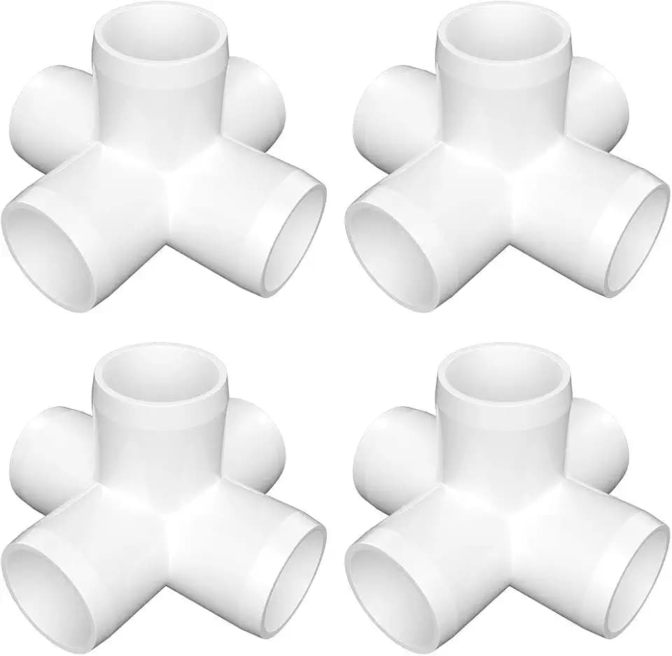 ‌letsFix 5 Way PVC Fittings 1-1/2 Inch (4-Pack), Furniture-Grade, Heavy-Duty Pipe Connectors for Plumbing, DIY Projects, and Home Furniture Assembly, Compatible with 1-1/2" Schedule 40 PVC Pipes‌
