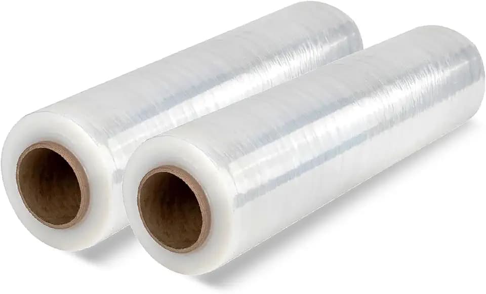 Transparente Plastikfolie für die Verpackung (2 Stück), transparent, für industrielle Verpackung, 0,5 x 300 m, Rolle, dehnbar, manuell und elastisch