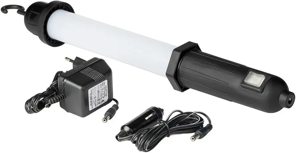 POLY POOL - PP3160 LED-Arbeitsleuchte mit 110lm Licht und 360° drehbarem Haken - Ideale tragbare Arbeitsleuchte mit Zigarettenanzünder-Stecker - Wiederaufladbare Notlampe, Schwarz