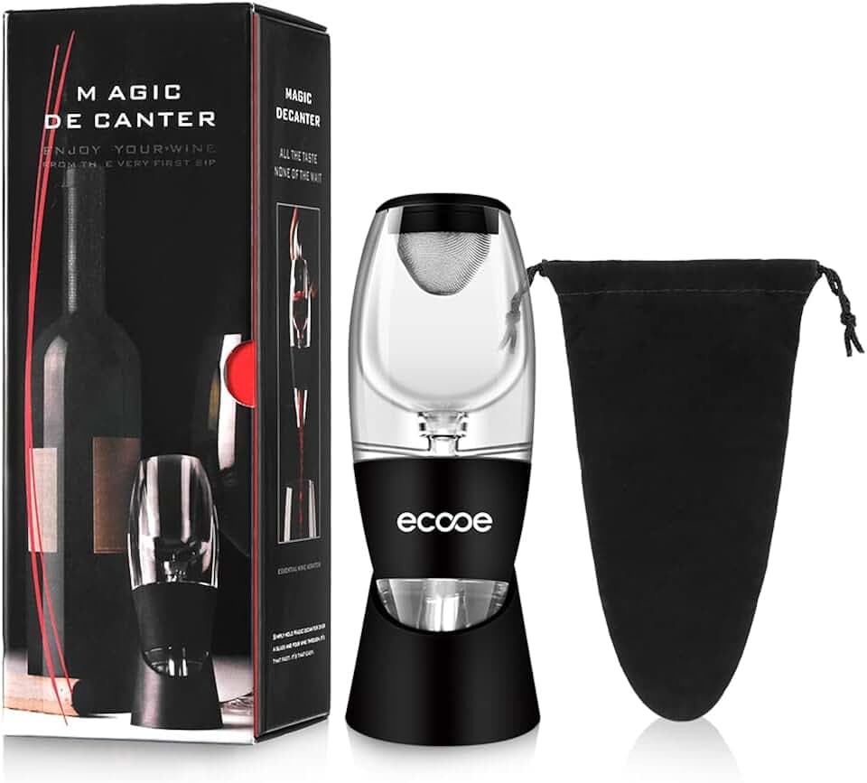 ecooe Wein Dekanter Dekantierer Rotwein Aerator Set Schnellest Ernüchternd Wein Belüfter mit massivem Stand und Reisetasche