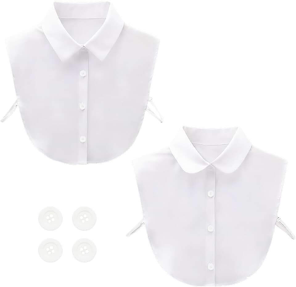 2 Stück Krageneinsatz Damen Weiß Abnehmbarer Blusenkragen Einsatz & Fake Kragen für Pullover Klassischer Hemdkragen Einsatz & Einsteckkragen aus Baumwolle Falscher Kragen Elegant